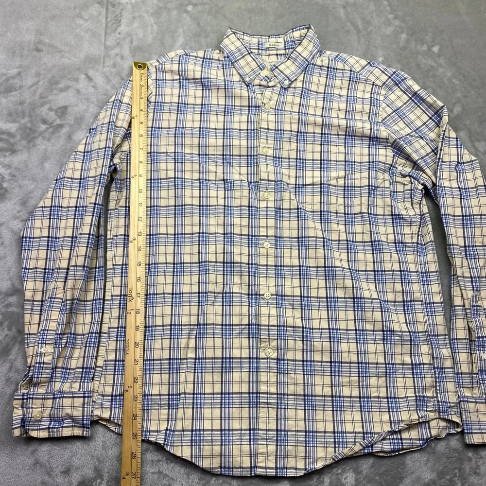J Crew Classic Fit Button Down Shirt Mens Large Blue Plaid Secret‎ Wash Stretch